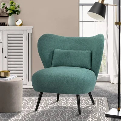 ACH-A8-LN-GN Oikiture Armchair Lounge Chair with Lumbar Pillow Wingback Polyester linen Green