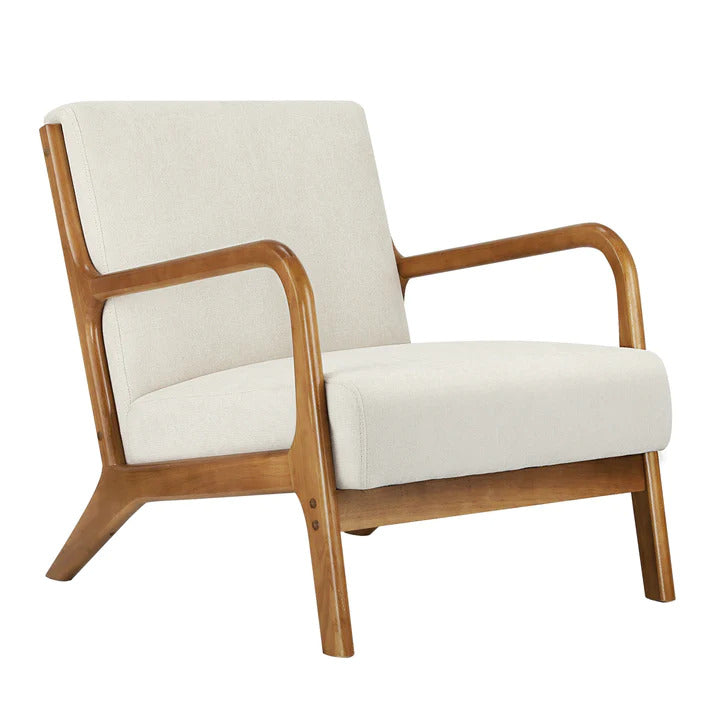 ACH-AGB7-BG Oikiture Armchair Lounge Chair Accent Couch Sofa Pillows Fabric Beige