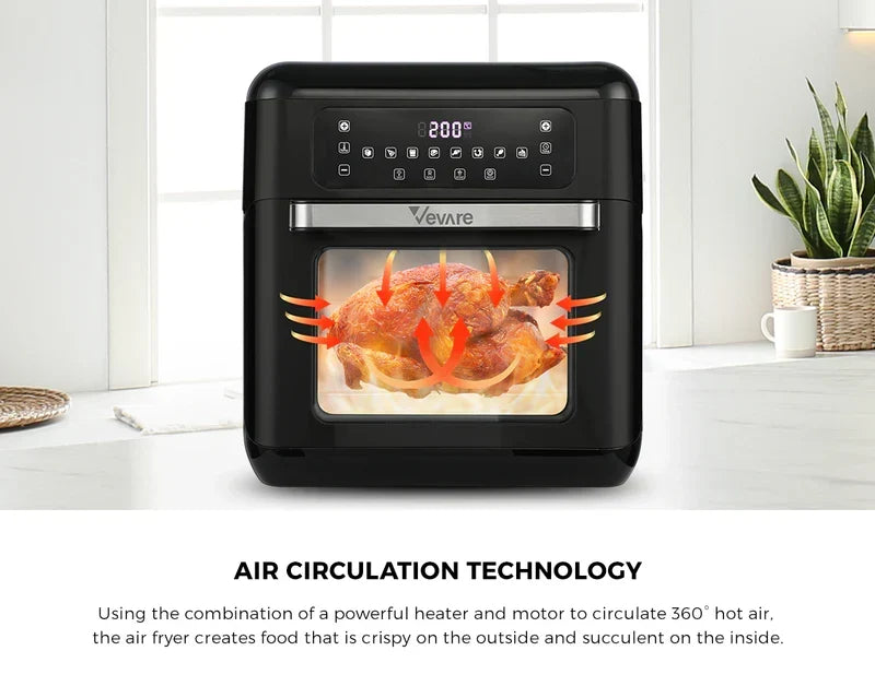 AF-A5-BK Vevare Air Fryer 12L Fryers Oven LCD Touch Oil Free Cooker 1500W Kitchen