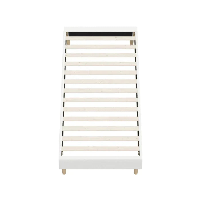 BF-B-COMO-S-SP-WH Oikiture Bed Frame Single Size Bed Base White Boucle