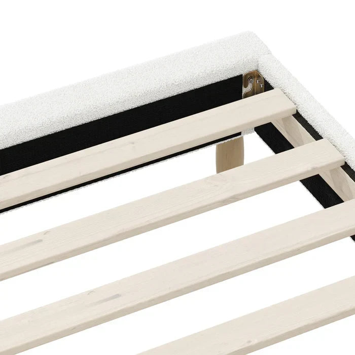BF-B-COMO-S-SP-WH Oikiture Bed Frame Single Size Bed Base White Boucle