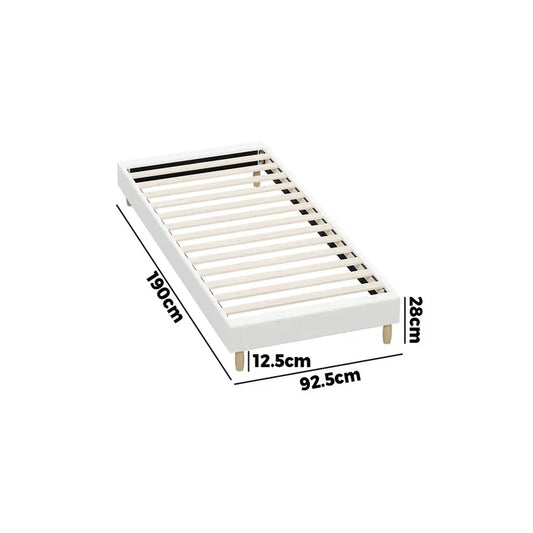 BF-B-COMO-S-SP-WH Oikiture Bed Frame Single Size Bed Base White Boucle