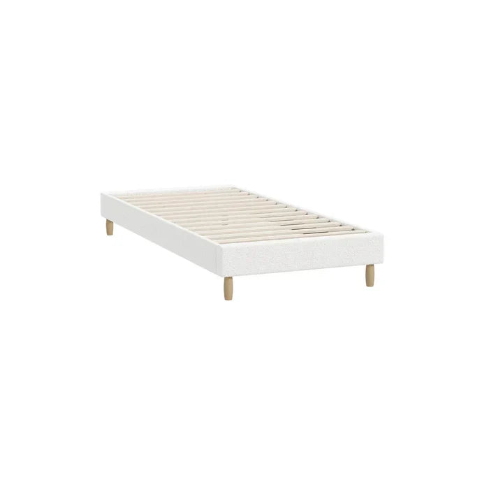 BF-B-COMO-S-SP-WH Oikiture Bed Frame Single Size Bed Base White Boucle