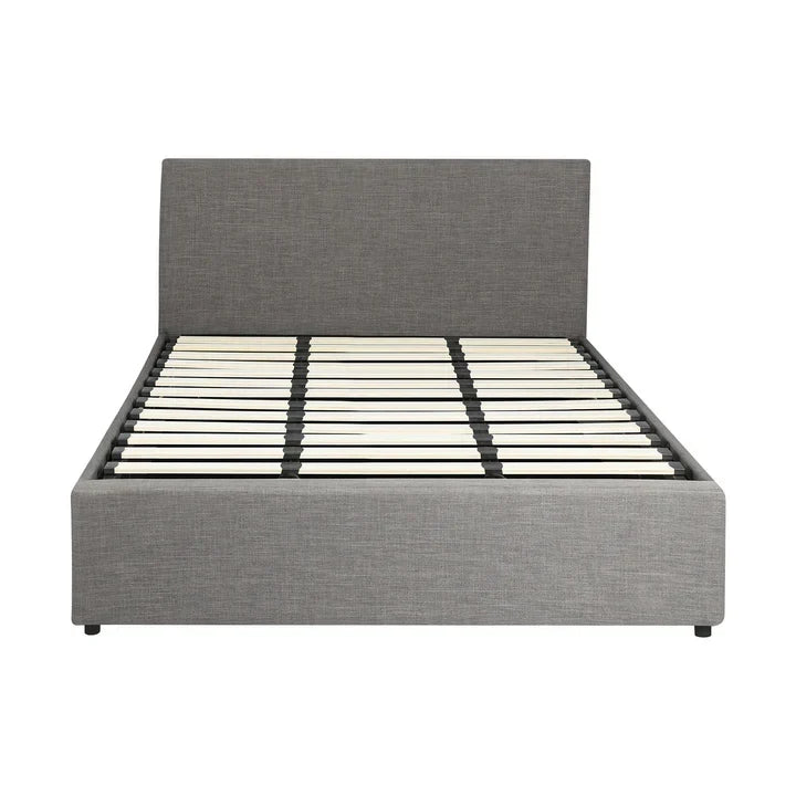 BF-B-UNO-K-GY-ABC Oikiture Bed Frame King Size Gas Lift Base with Storage Mattress Platform Grey