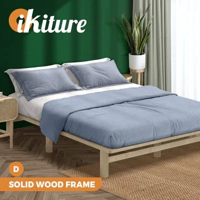 BF-W-A55-PFM-D-WD Oikiture Double Wooden Bed Frame Solid Pine Timber Natural Wooden