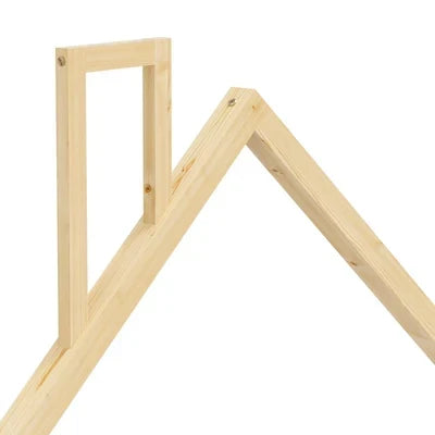 BF-W-B-HAMM-KS-WD Oikiture Wooden Kids Bed Frame Floor Beds Chimney Platform King Single Natural