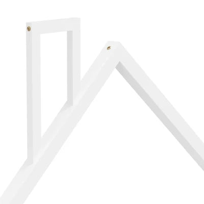 BF-W-B-HAMM-KS-WH Oikiture Wooden Kids Bed Frame Floor Beds Chimney Platform King Single White