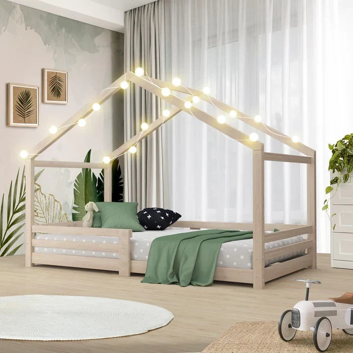 BF-W-B4-WD-AB Oikiture Bed Frame Wooden Single Size Timber House Frame