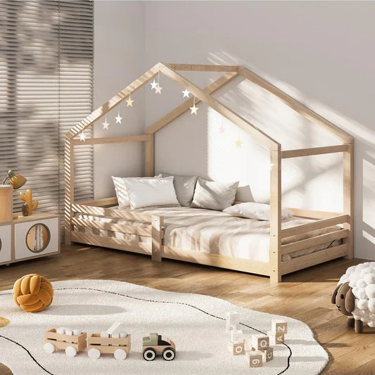 BF-W-B4-WD-AB Oikiture Bed Frame Wooden Single Size Timber House Frame