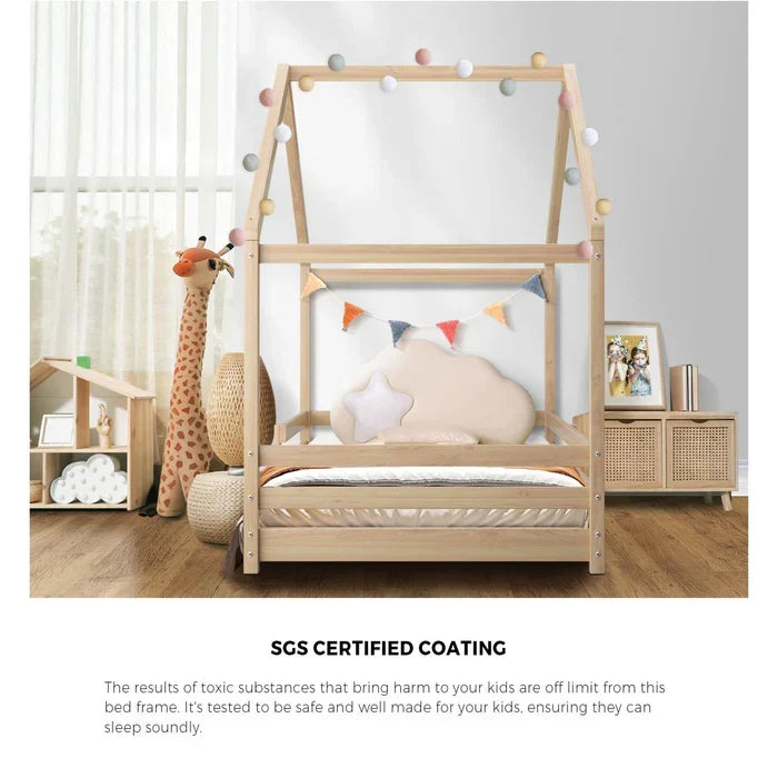 BF-W-B4-WD-AB Oikiture Bed Frame Wooden Single Size Timber House Frame