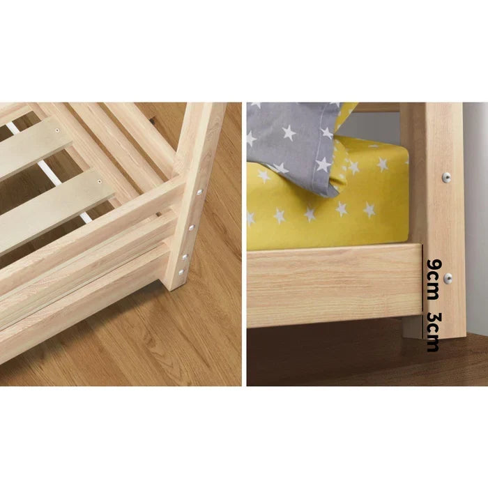 BF-W-B4-WD-AB Oikiture Bed Frame Wooden Single Size Timber House Frame