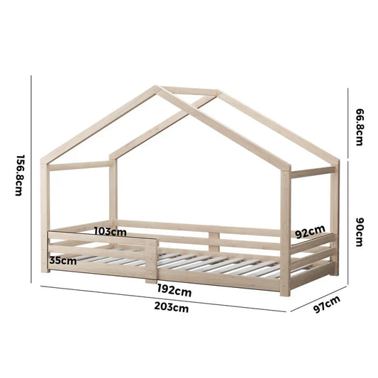 BF-W-B4-WD-AB Oikiture Bed Frame Wooden Single Size Timber House Frame