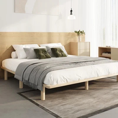 BF-W-C1-K-WD-AB Oikiture Bed Frame King Size Wooden Bed Base Platform Timber