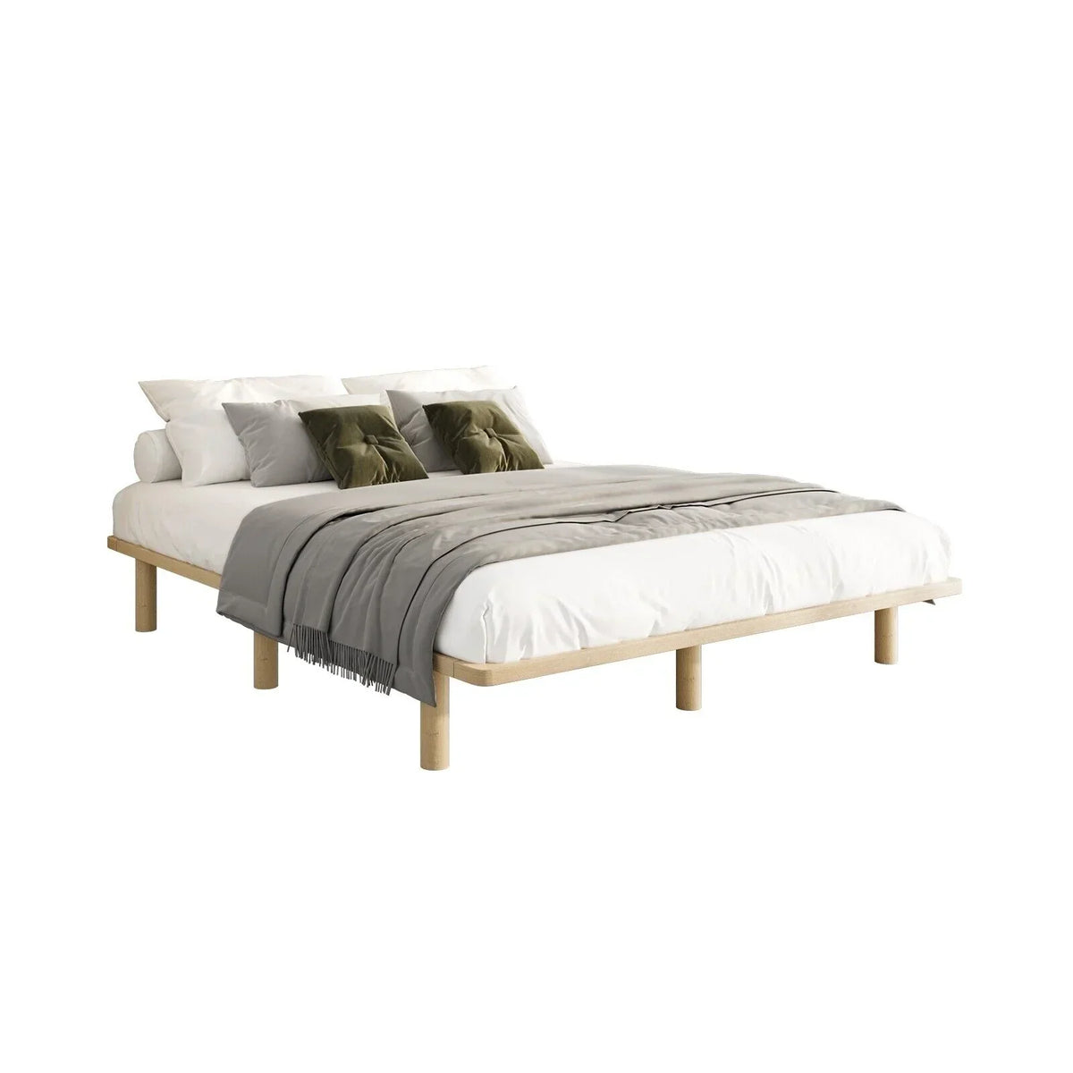 BF-W-C1-KS-WD Oikiture Bed Frame King Single Wooden Bed Base