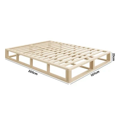 BF-W-C2-KS-WD-AB Oikiture Bed Frame King Single Wooden Bed Base Platform Cage-like Base