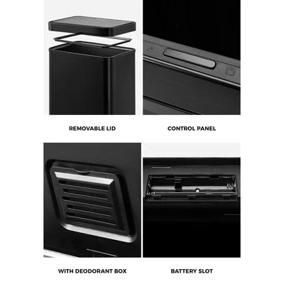 BIN-MT-B2-75L-BK Oikiture 75L Motion Sensor Bin Automatic Rubbish Trash Can Kitchen Black