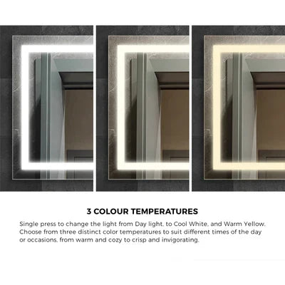 BM-LED-RECT-10070 Welba LED Rectangle Bathroom Mirror Smart Anti-fog Makeup Wall Mirrors 100x70cm