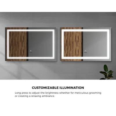 BM-LED-RECT-10070 Welba LED Rectangle Bathroom Mirror Smart Anti-fog Makeup Wall Mirrors 100x70cm