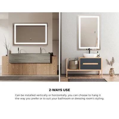 BM-LED-RECT-10070 Welba LED Rectangle Bathroom Mirror Smart Anti-fog Makeup Wall Mirrors 100x70cm
