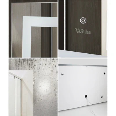 BM-LED-RECT-10070 Welba LED Rectangle Bathroom Mirror Smart Anti-fog Makeup Wall Mirrors 100x70cm
