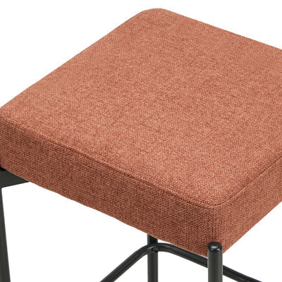 BS-D-KIM-OR-2PC Oikiture 2x Bar Stools Kitchen Counter Dining Chair Linen Seat Metal Orange