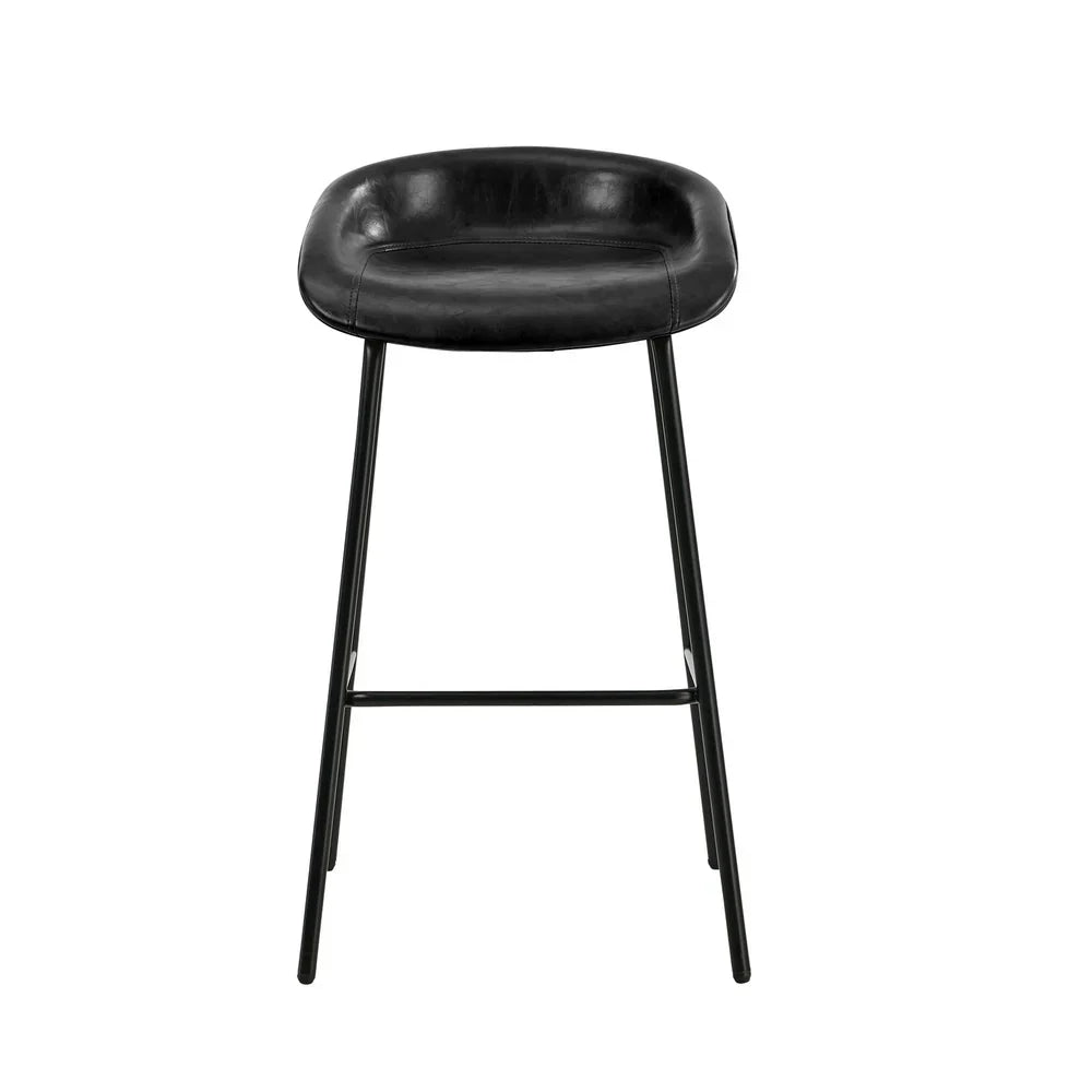 BS-E-CDX-BK-2PC Oikiture 2X Bar Stools Kitchen Dining Chair Metal Counter Stool PU Leather Black