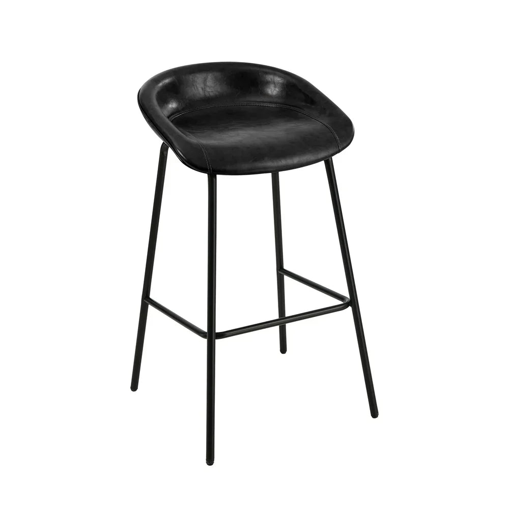 BS-E-CDX-BK-2PC Oikiture 2X Bar Stools Kitchen Dining Chair Metal Counter Stool PU Leather Black