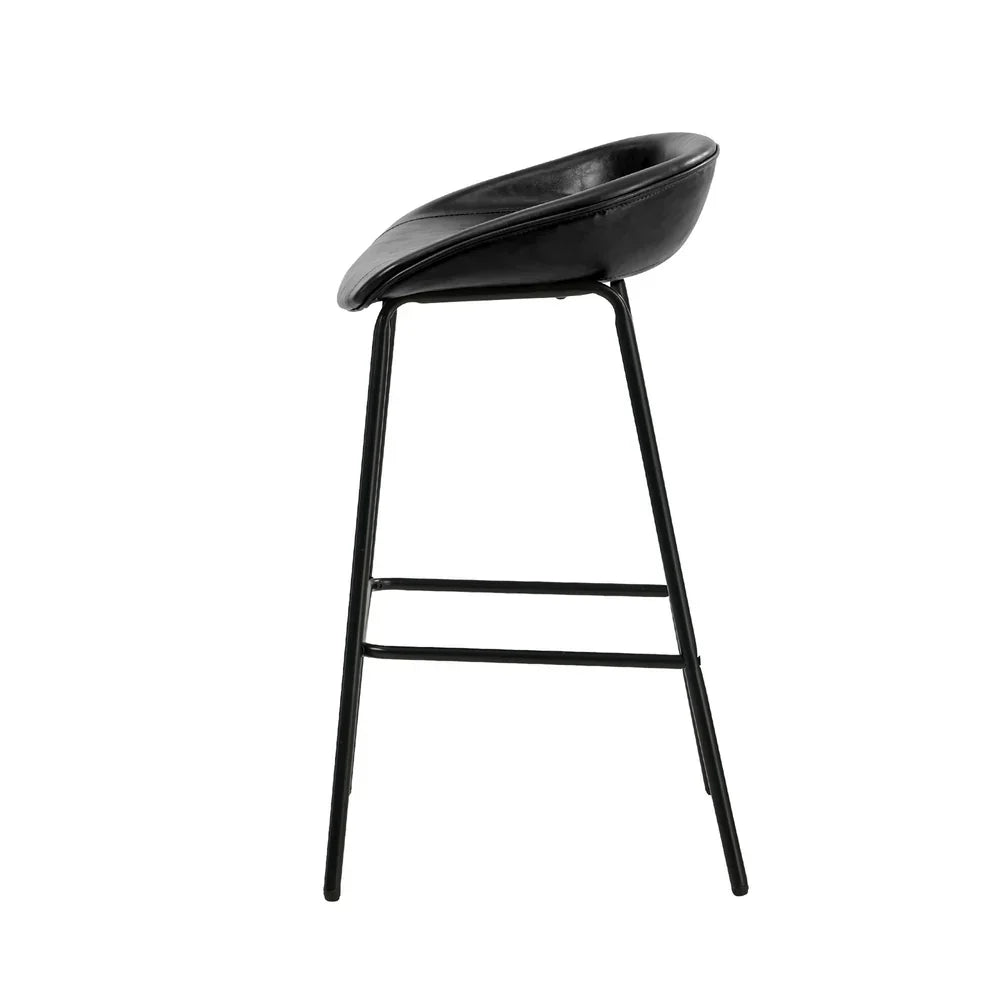 BS-E-CDX-BK-2PC Oikiture 2X Bar Stools Kitchen Dining Chair Metal Counter Stool PU Leather Black