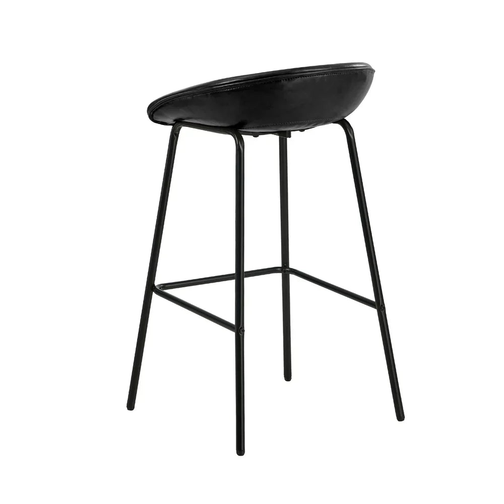 BS-E-CDX-BK-2PC Oikiture 2X Bar Stools Kitchen Dining Chair Metal Counter Stool PU Leather Black