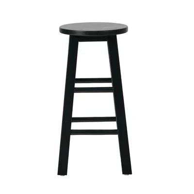 BS-FJ-AURA-BK-2PC Oikiture 2x Bar Stool Kitchen Counter Round Chair Split-Level Footrest Black