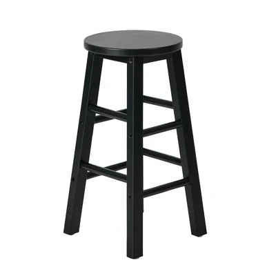 BS-FJ-AURA-BK-2PC Oikiture 2x Bar Stool Kitchen Counter Round Chair Split-Level Footrest Black