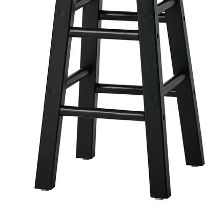 BS-FJ-AURA-BK-2PC Oikiture 2x Bar Stool Kitchen Counter Round Chair Split-Level Footrest Black