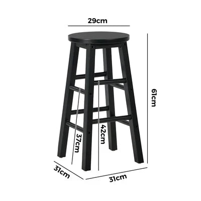 BS-FJ-AURA-BK-2PC Oikiture 2x Bar Stool Kitchen Counter Round Chair Split-Level Footrest Black