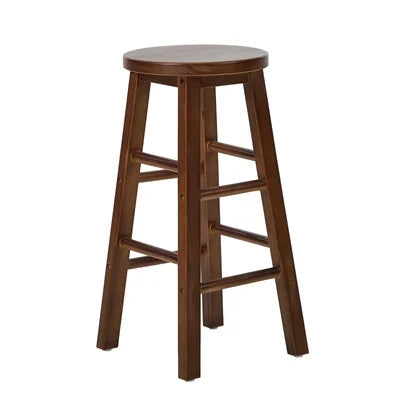 BS-FJ-AURA-WN-2PC Oikiture 2x Bar Stool Kitchen Counter Round Chair Split-Level Footrest Walnut