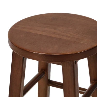 BS-FJ-AURA-WN-2PC Oikiture 2x Bar Stool Kitchen Counter Round Chair Split-Level Footrest Walnut
