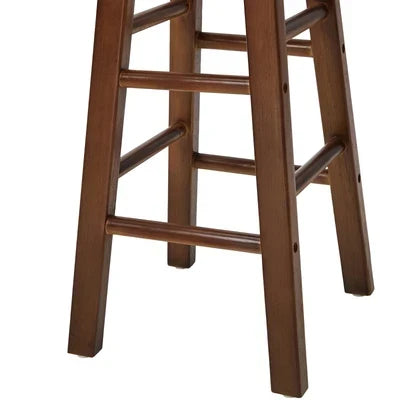 BS-FJ-AURA-WN-2PC Oikiture 2x Bar Stool Kitchen Counter Round Chair Split-Level Footrest Walnut