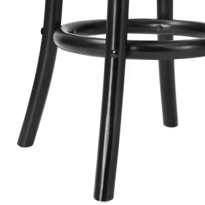 BS-FJ-KUN-BK-2PC Oikiture 2x Bar Stools Kitchen Vintage Dining Chair Rattan Seat Black