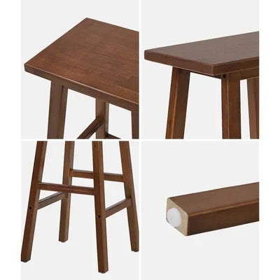 BS-FJ-TERA-WN-2PC Oikiture 2x Bar Stool Kitchen Counter Dining Chair Split-Level Footrest Walnut