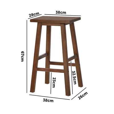 BS-FJ-TERA-WN-2PC Oikiture 2x Bar Stool Kitchen Counter Dining Chair Split-Level Footrest Walnut