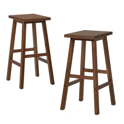 BS-FJ-TERA-WN-2PC Oikiture 2x Bar Stool Kitchen Counter Dining Chair Split-Level Footrest Walnut