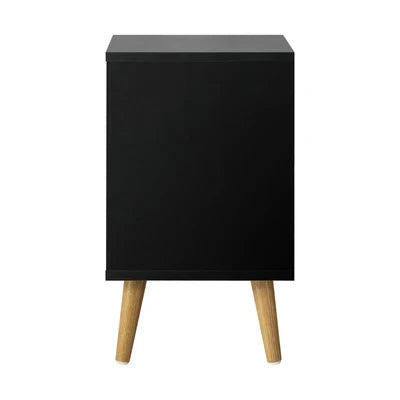 BT-A26-UCAN-BK Oikiture Bedside Tables 2 Drawers Side Table Bedroom Furniture Storage Black