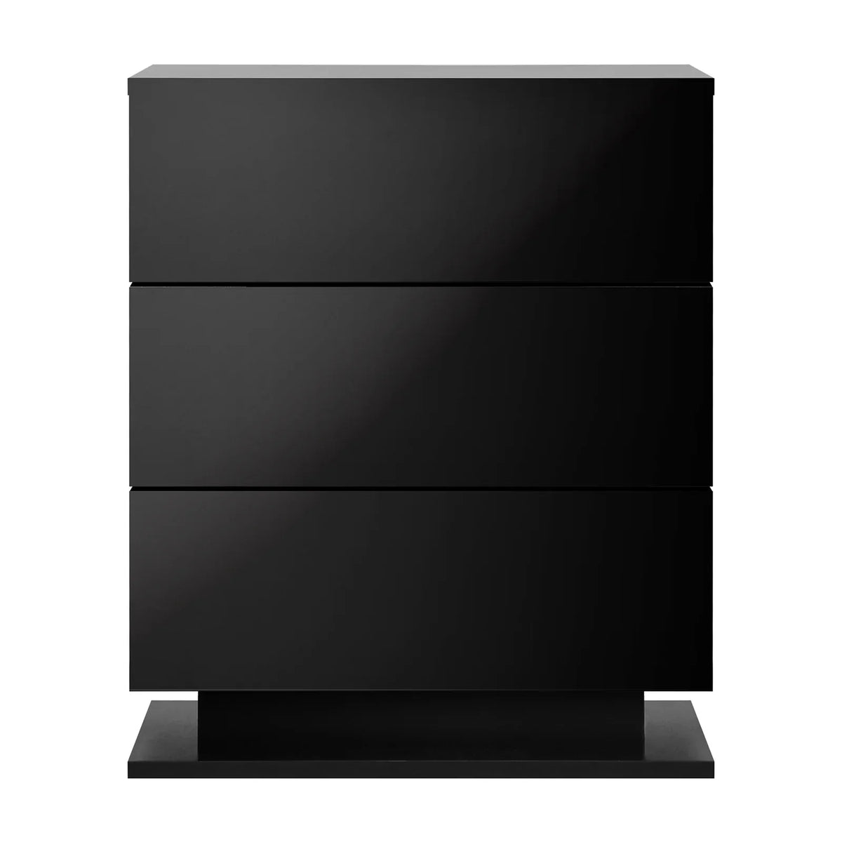 BT-B12-LED-3D-BK Oikiture Bedside Table RGB LED Nightstand Cabinet 3 Drawers Side Table Furniture