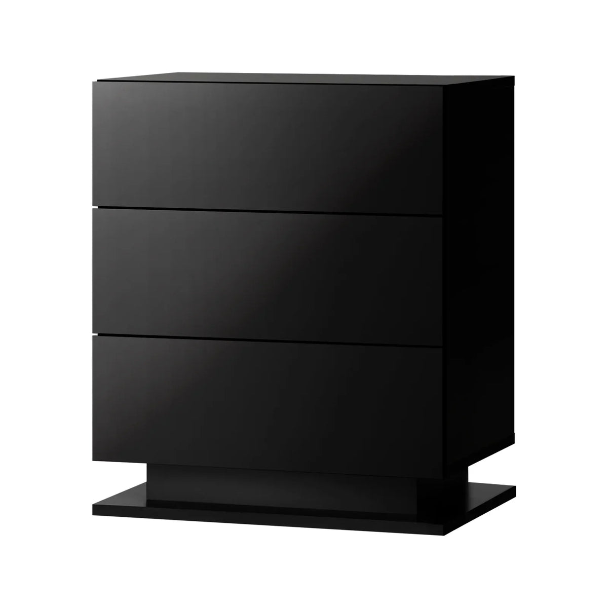 BT-B12-LED-3D-BK Oikiture Bedside Table RGB LED Nightstand Cabinet 3 Drawers Side Table Furniture