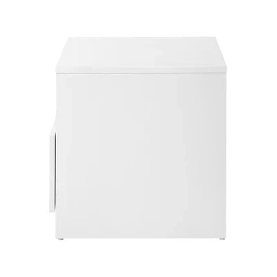 BT-B14-ANDY-WH Oikiture Bedside Tables Side Table RGB LED Drawers High Gloss Furniture White