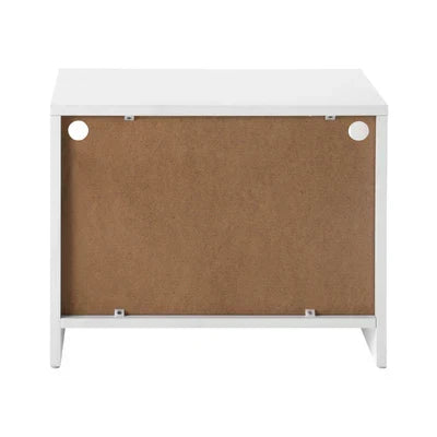 BT-B14-ANDY-WH Oikiture Bedside Tables Side Table RGB LED Drawers High Gloss Furniture White