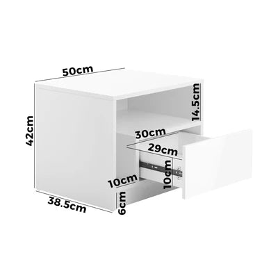 BT-B14-ANDY-WH Oikiture Bedside Tables Side Table RGB LED Drawers High Gloss Furniture White