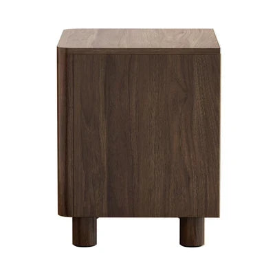 Scratched BT-COCO-1S1D-WN Oikiture Bedside Table Nightstand One Drawer Open Shelf Handle-Free Walnut