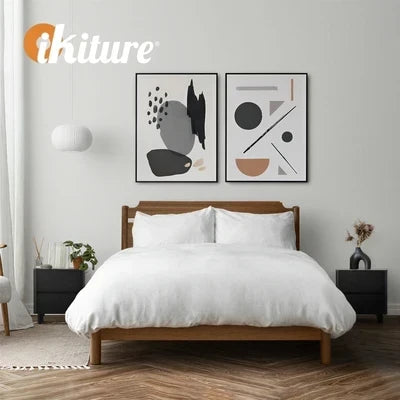 BT-COCO-2D-BK Oikiture Bedside Table 2 Drawers Storage Cabinet Nightstand Side Table Black
