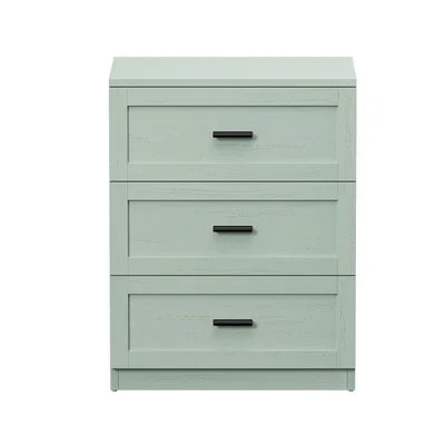 BT-LECI-3D-GN Oikiture Bedside Table 3 Drawers Nightstand Cabinet End Table Green