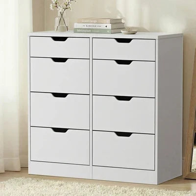 COD-BD-PMA-8D-WH-AB Oikiture 8 Chest of Drawers Tallboy Cabinet Dresser Bedroom Storage White